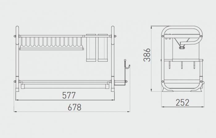 Scurgător de vase din inox pe două nivele pentru blat, suport tacâmuri inclus, 670x252x385 mm [2]