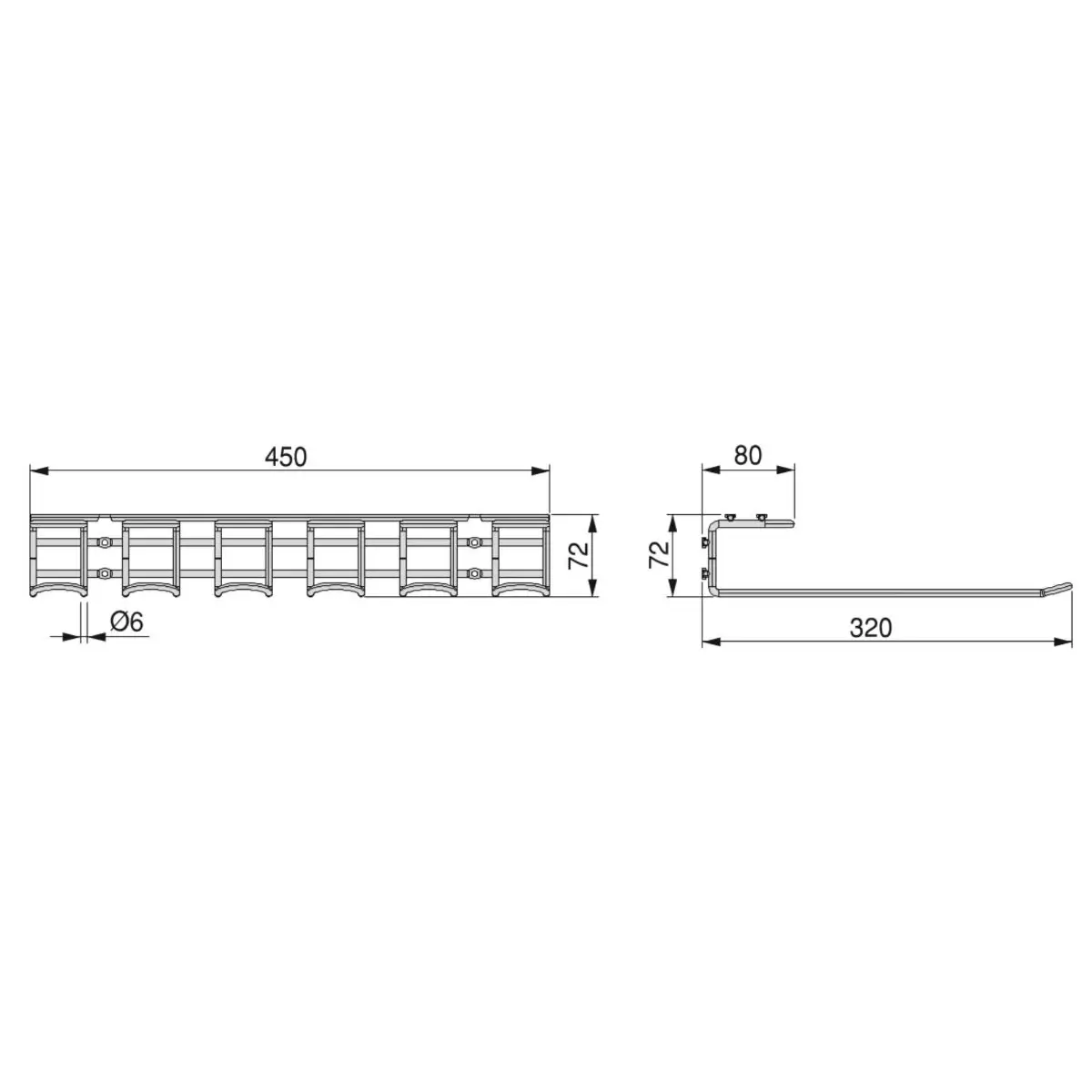 Suport pahare suspendat 5 diviziuni 450x320x72mm [4]