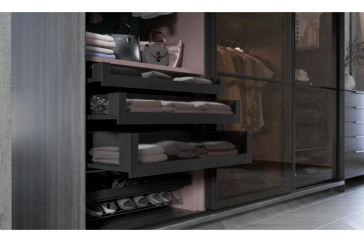 Suport pentru pantofi extractibil ELITE 600 negru, extensie totală, soft-close [3]
