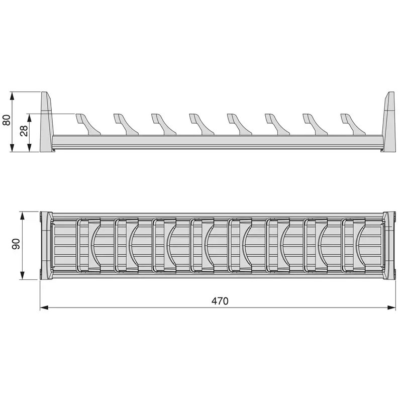 Suport vase pentru sertar 90x470mm gri [9]