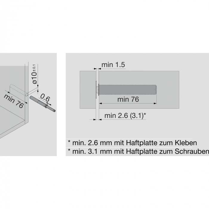 TIP-ON Blum set cu Magnet, Versiune Lungă, Gri [2]