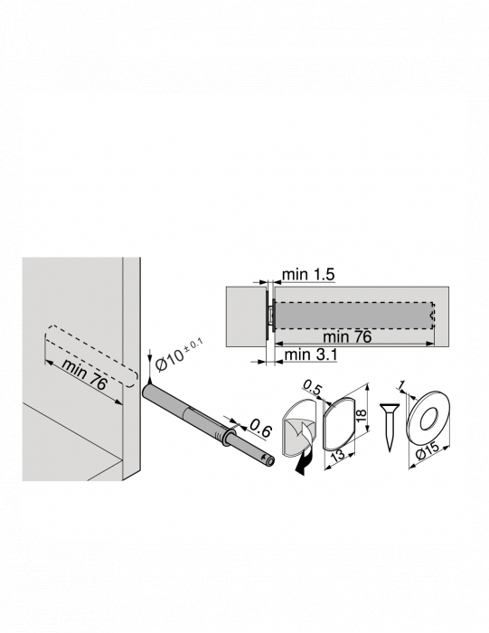 TIP-ON Blum set cu Magnet, Versiune Lungă, Alb [2]