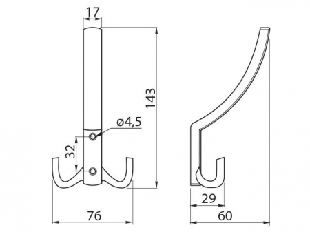 Agățătoare Cuier NOKTALY MARE K23 cu 2 Agățători, Finisaj Crom - Accesoriu Modern pentru Cuier [1]