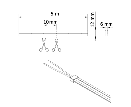 Banda LED NEON FLEX 12V, 12W/m, lumina neutra, 4000K, IP65, 5m - GTV [3]