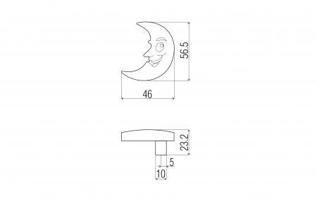 Buton mobila copii luna 46x56mm [1]