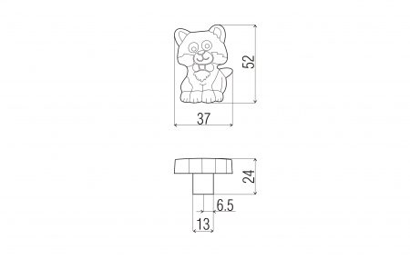 Buton mobila copii pisica 37x52mm [1]