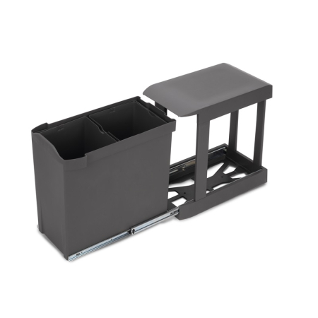 FERONERIE SI ACCESORII MOBILIER - Cos de gunoi glisant pentru bucatarie cu doua compartimente 2x14L, gri antracit
