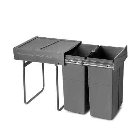 FERONERIE SI ACCESORII MOBILIER - Cos de gunoi glisant pentru bucatarie cu doua compartimente 2x25L, gri antracit