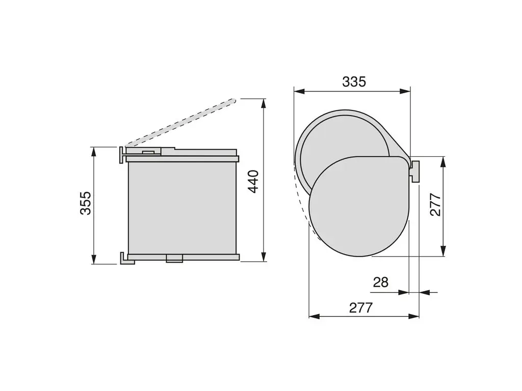 Cos de gunoi incorporabil cu montaj pe usa 13L, plastic alb [3]