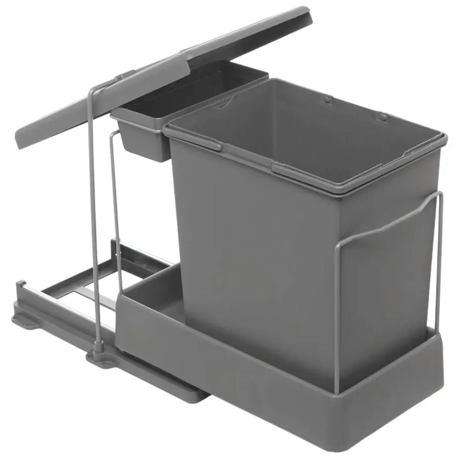 Cosuri gunoi - Cos gunoi glisant pentru bucatarie cu doua compartimente 20L+1L