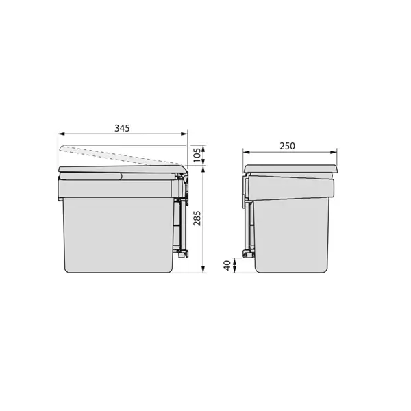 Cos gunoi incorporabil cu capac automat 15L, gri antracit [4]