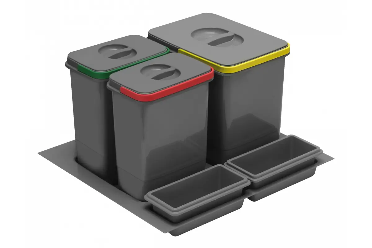 Cosuri gunoi - Cos gunoi MULTINO 600 1x15L + 2x7L, plastic, antracit