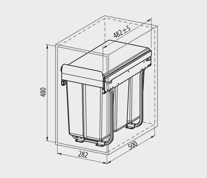 Cos gunoi incorporabil 3x10L, glisiere cu extractie totala, antracit [1]