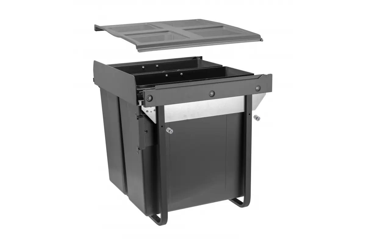 Cosuri gunoi - Cos gunoi PRACTI ECO incorporabil, 600 34l + 2X17L, soft-close, extractie totala, gri antracit