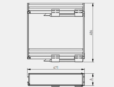 Cos Jolly MOVIXPRO, glisiera cu extractie totala, corp mobila de 200mm, antracit, stanga [3]