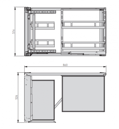 Coș Jolly pentru colț cu două nivele MOVIXPRO, cromat, corp de 450mm [2]