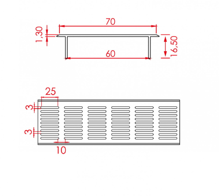 Grila ventilatie 500x70mm finisaj negru [1]