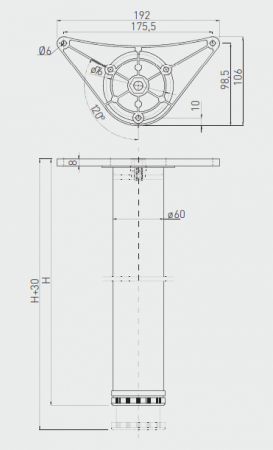 Set 4 picioare masa INNOVO 710/60, alb, reglabil [1]
