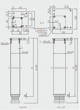 Set 4 picioare masa 710, 60x60mm, aluminiu, reglabil [1]