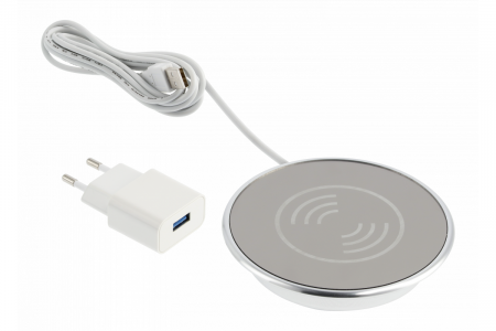 PRIZE INCORPORABILE IN BLAT - Încărcător Wireless LUX - Crom, Încastrabil, cablu USB 2m.