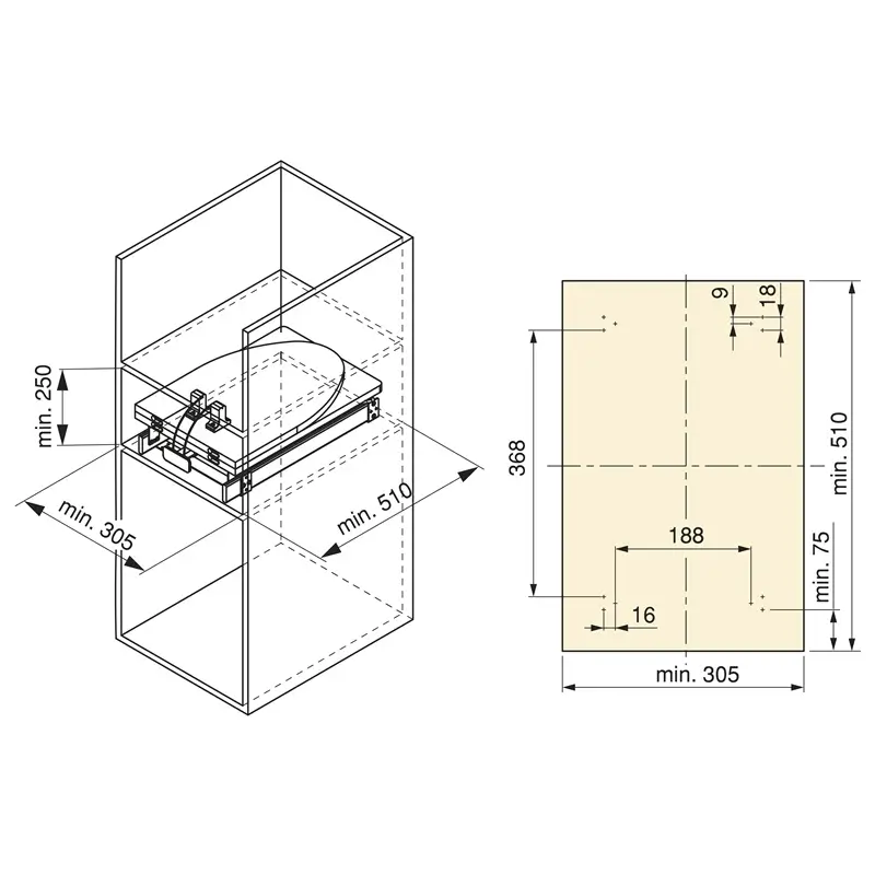 Masa de calcat incorporabila 890×300 mm gri [4]