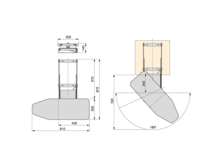 Masa de calcat incorporabila rotativa 810×300 mm gri [6]
