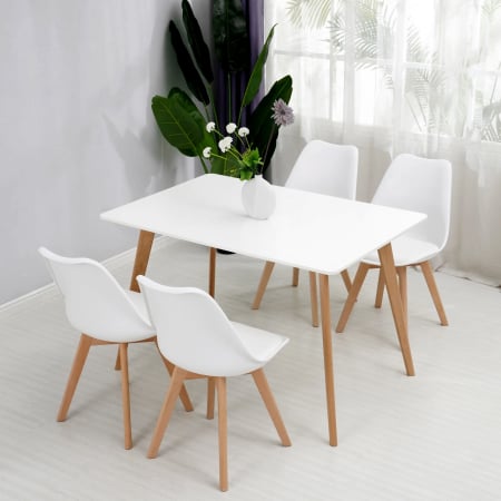 Masa dining 120x80 - blat MDF negru - picioare fag [5]