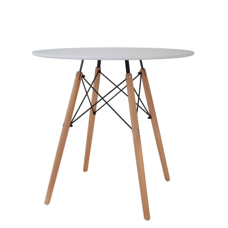 Masa living - diametru 80 - blat MDF alb - picioare fag [2]