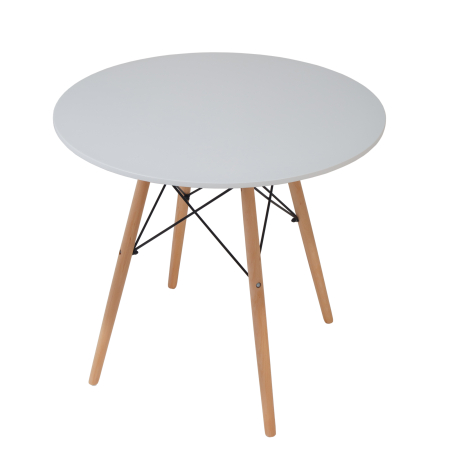 Mese bucatarie si dining - Masa living - diametru 80 - blat MDF alb - picioare fag