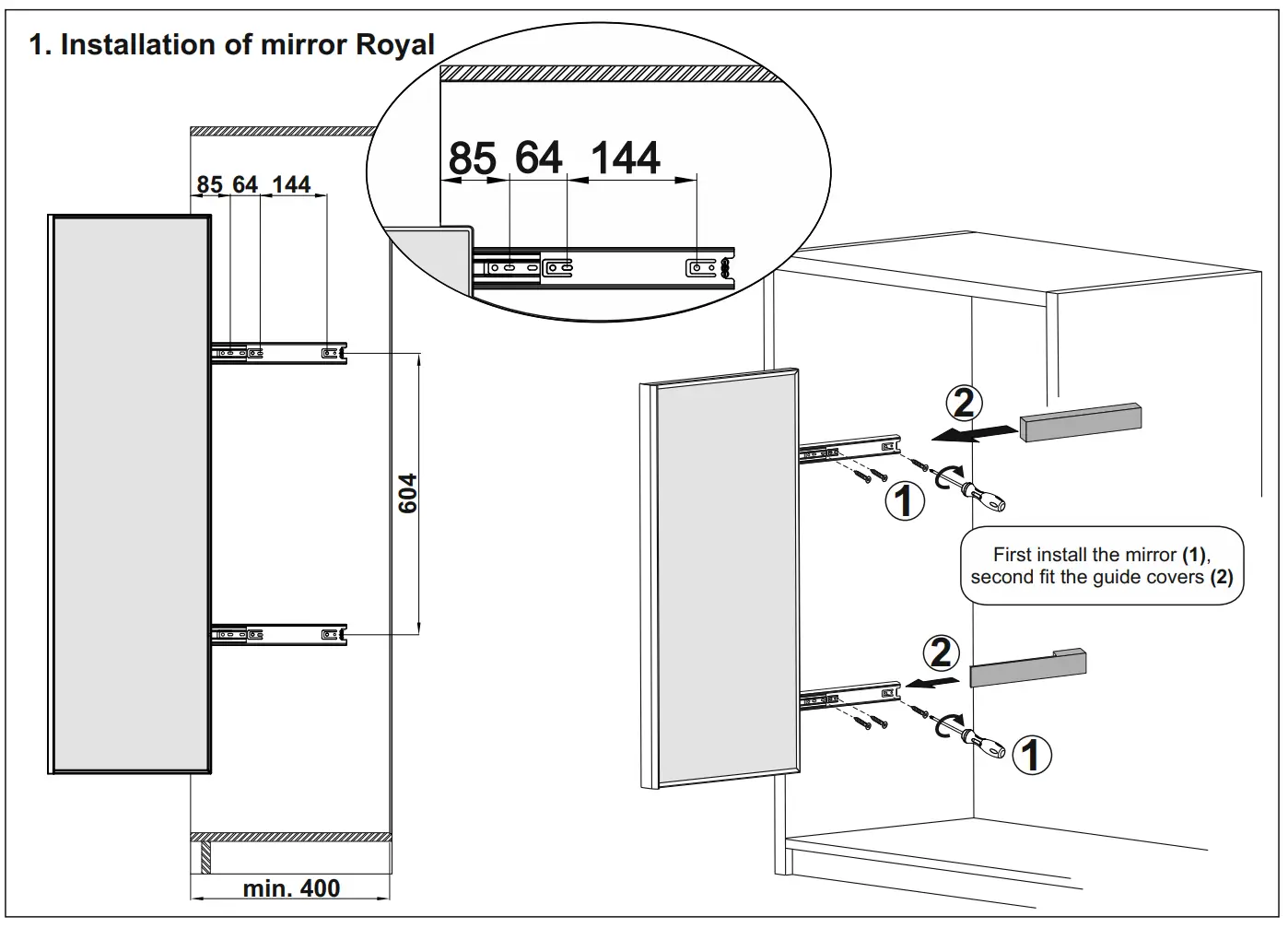 Oglinda incorporabila in dulap ROYAL 1200x352x61mm [2]