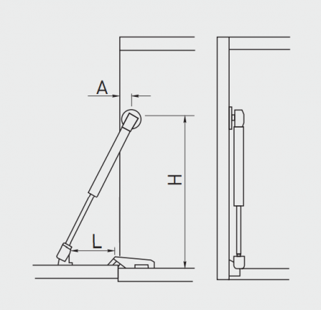 Piston gaz pentru ridicare usi mobila, sens invers, 80N [1]