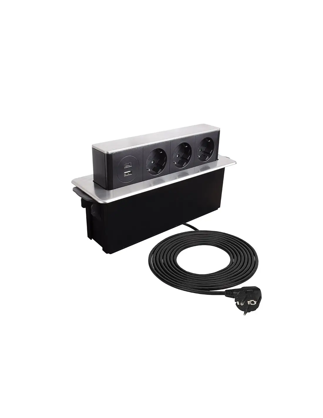 PRIZE INCORPORABILE IN BLAT - Priza incastrabila in mobila Pop-UP 3xSchuko si 2xUSB