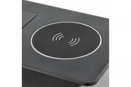 Priza incorporabila in blat AVARO PLUS 1xSCHUKO, USB A+C, incarcare WIRELESS, negru mat [3]