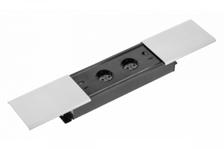 PRIZE INCORPORABILE IN BLAT - Priza incastrata in blat gri PRESTINO 2xSchuko, USB A+C, HDMI