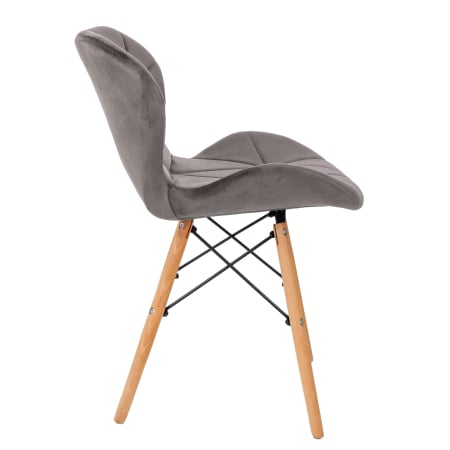 Scaun bucatarie catifea, cadru de lemn, gri, 73 x 47 cm [2]
