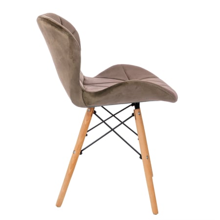 Scaun bucatarie catifea, cadru de lemn, maro, 73 x 47 cm [2]