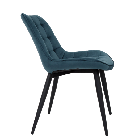 Scaun bucatarie catifea, cadru metalic, albastru, 82 x 49 cm [2]