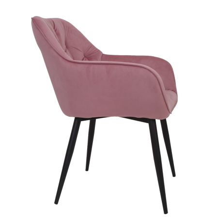 Scaun bucatarie/living catifea roz, cadru negru, 81 x 61 cm [2]