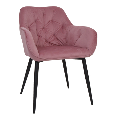 Scaune bucatarie / living - Scaun bucatarie/living catifea roz, cadru negru, 81 x 61 cm