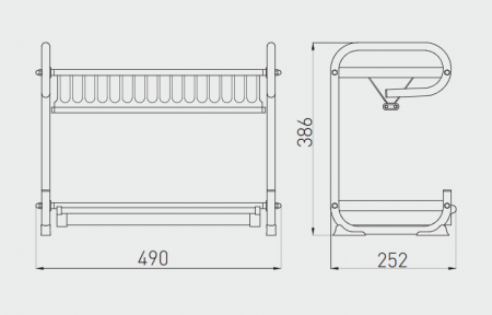 Scurgător de vase din inox pe două nivele pentru blat, 490x252x386 mm [1]