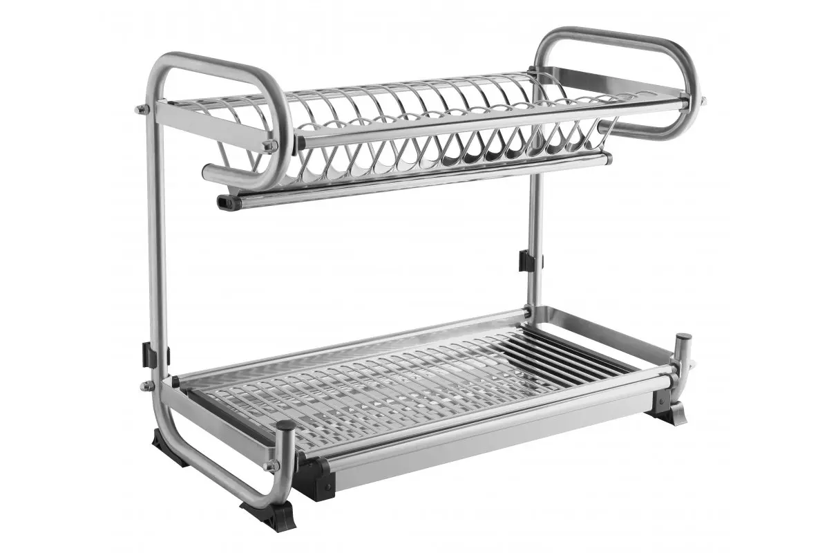 Scurgatoare vase - Scurgător de vase din inox pe două nivele pentru blat, 490x252x386 mm