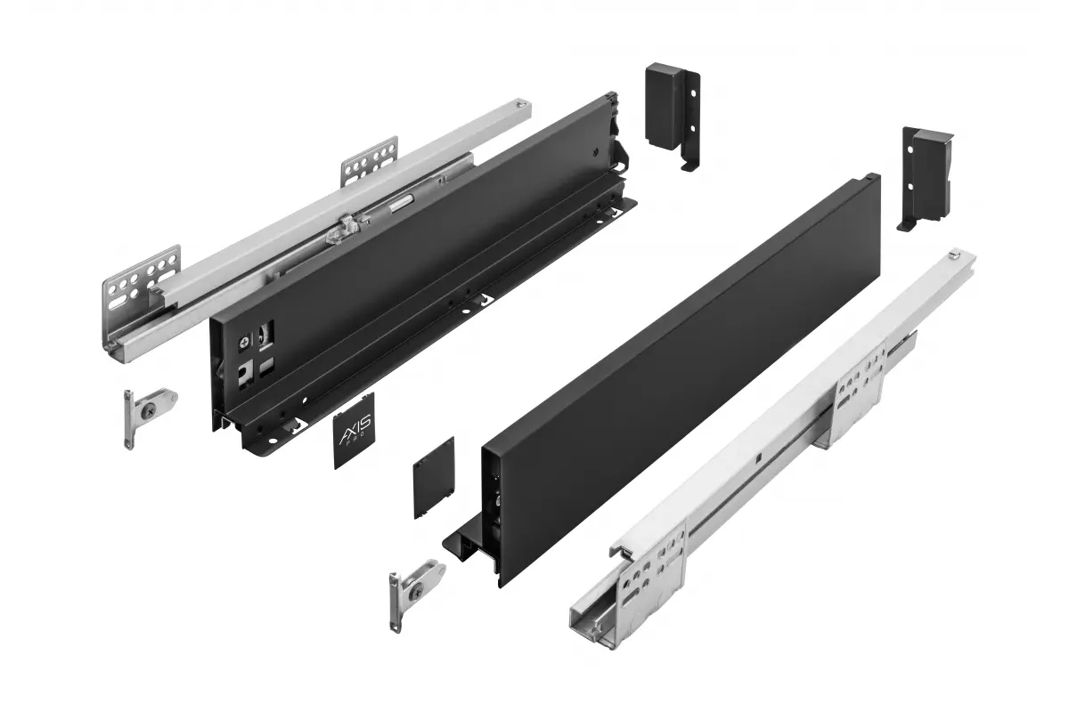 Glisiere sertar mobila - Sertar AXISPRO 300mm, H-86 mm, soft-close, extragere totala, negru, 40kg