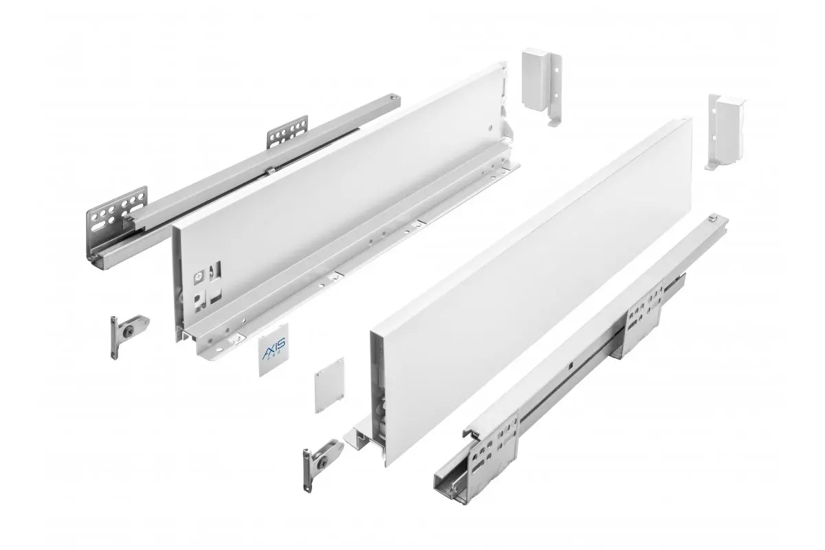 Sertar AXISPRO 350mm, H-116 mm, soft-close, extragere totala, alb, 40kg