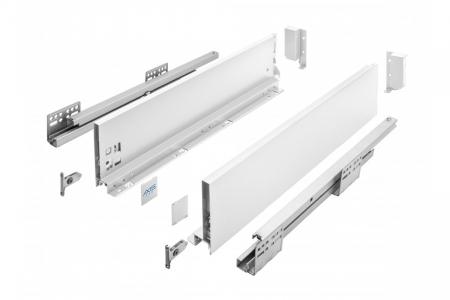 Glisiere sertar mobila - Sertar AXISPRO 400mm, H-116 mm, soft-close, extragere totala, alb, 40kg