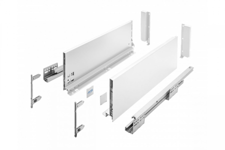 Glisiere sertar mobila - Sertar AXISPRO 400mm, H-167 mm, soft-close, extragere totala, alb, 40kg