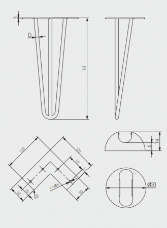 Set 4 Picioare de Masă ARTO H711 mm, Negru Mat [4]