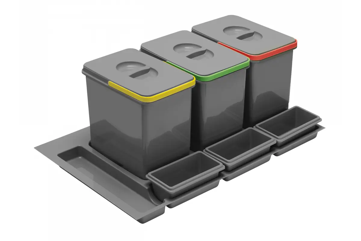 Cosuri gunoi - Set Cos gunoi MULTINO 800 3x15L plus tavite, incorporabil, plastic, antracit