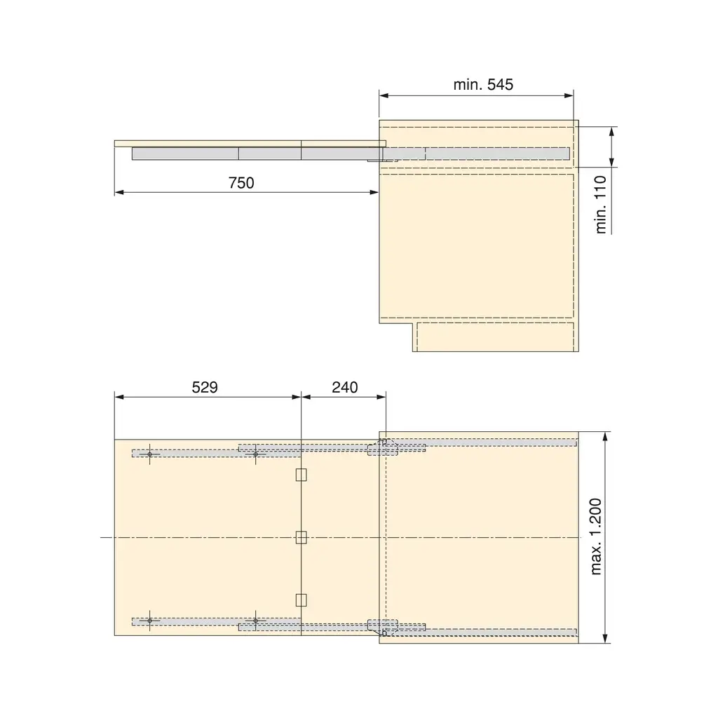 Sistem glisare masa extensibila 1200mm, 60kg [3]