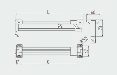Suport umeraș extensibil 450 mm [1]