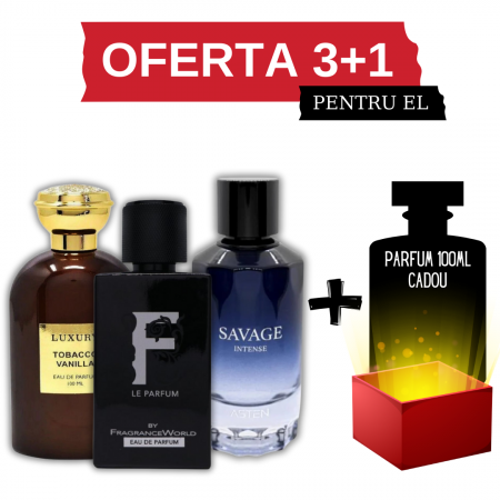 Set cu parfum GRATIS - Tobacco Vanilla + F le Parfum + Savage Intense + Cadou 100ml